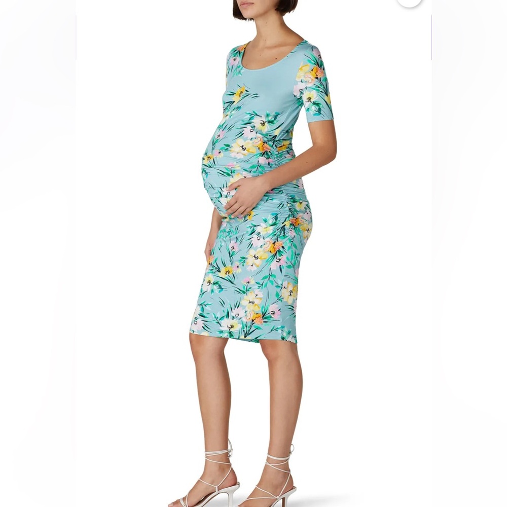 Yumi Kim Aqua Floral Maternity Midi Dress